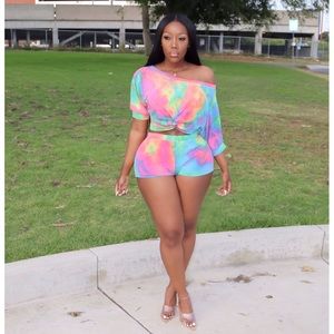 Tie Dye Shorts & Sweater Set